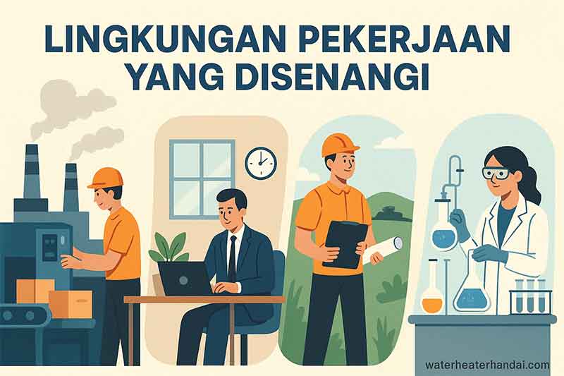 lingkungan pekerjaan yang disenangi pabrik kantor lapangan laboratorium mengapa