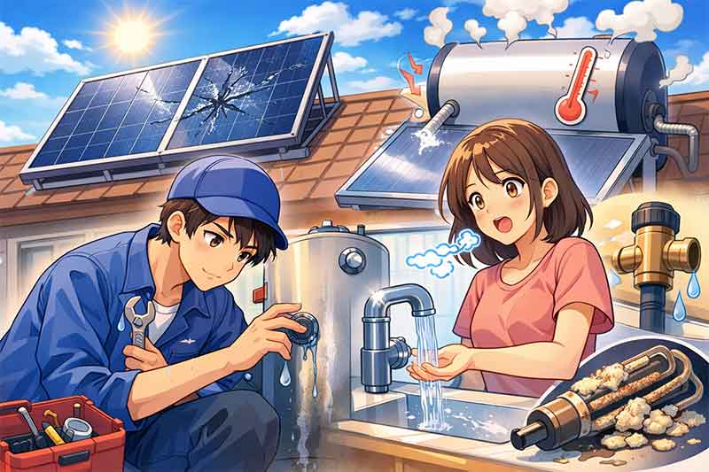 masalah yang sering terjadi pada solar water heater