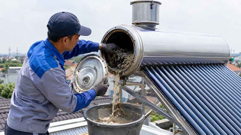 cara membersihkan tabung solar water heater