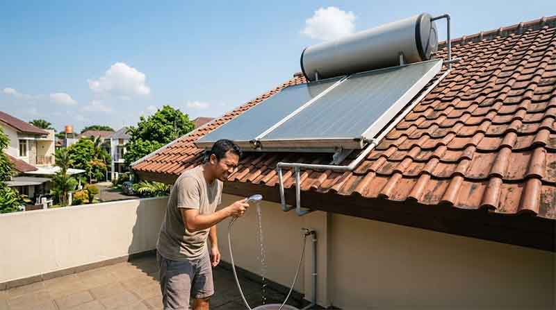 solar water heater tekanan air kecil